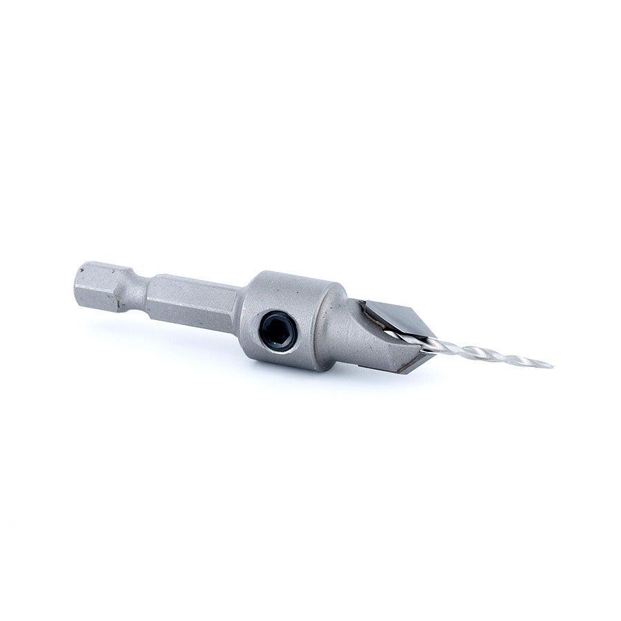 Amana Tool 55620 Carbide Tipped 82 Degree Countersink Taper #4 Screw 3/8 Dia x 5/64 Drill Dia x 1/4 Hex Shank