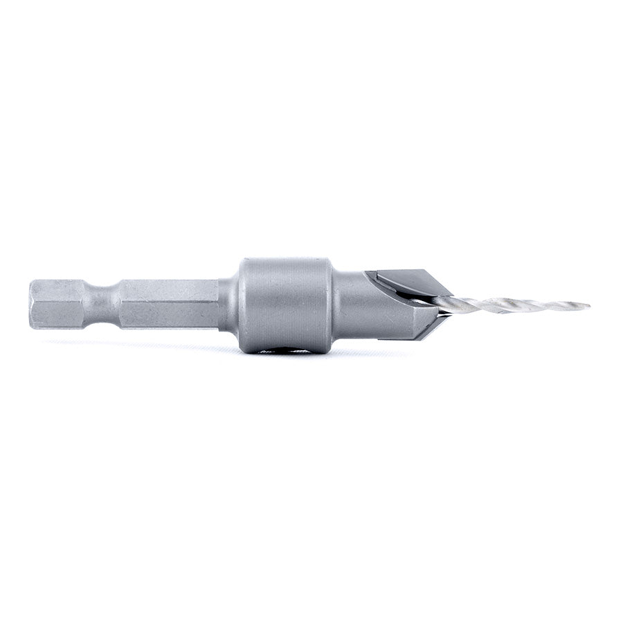 Amana Tool 55622 Carbide Tipped 82 Degree Countersink Taper #6 Screw 3/8 Dia x 3/32 Drill Dia x 1/4 Hex Shank
