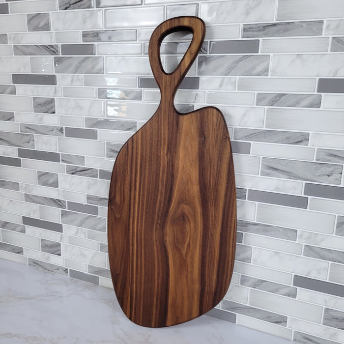 Wood Grain Junkie Black Walnut Charcuterie Board with Organic Curves and Handle