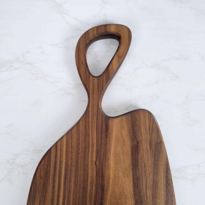 Wood Grain Junkie Black Walnut Charcuterie Board with Organic Curves and Handle
