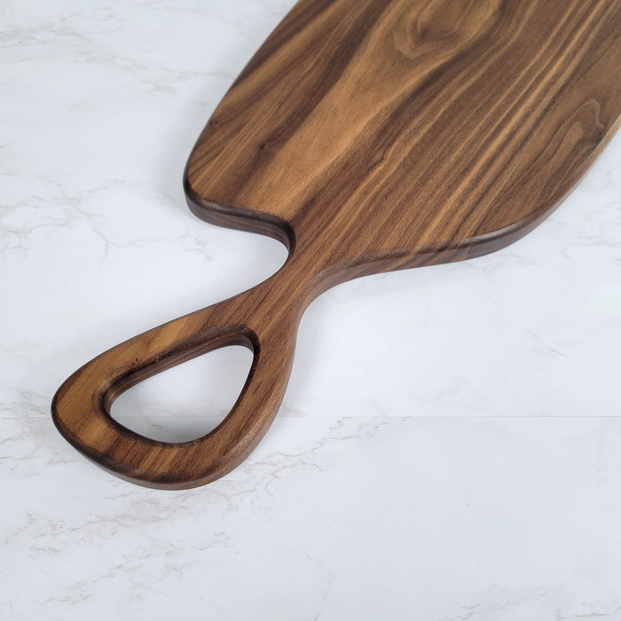 Wood Grain Junkie Black Walnut Charcuterie Board with Organic Curves and Handle