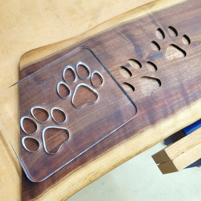 Wood Grain Junkie Double Paw Print Inlay Acrylic Router Template