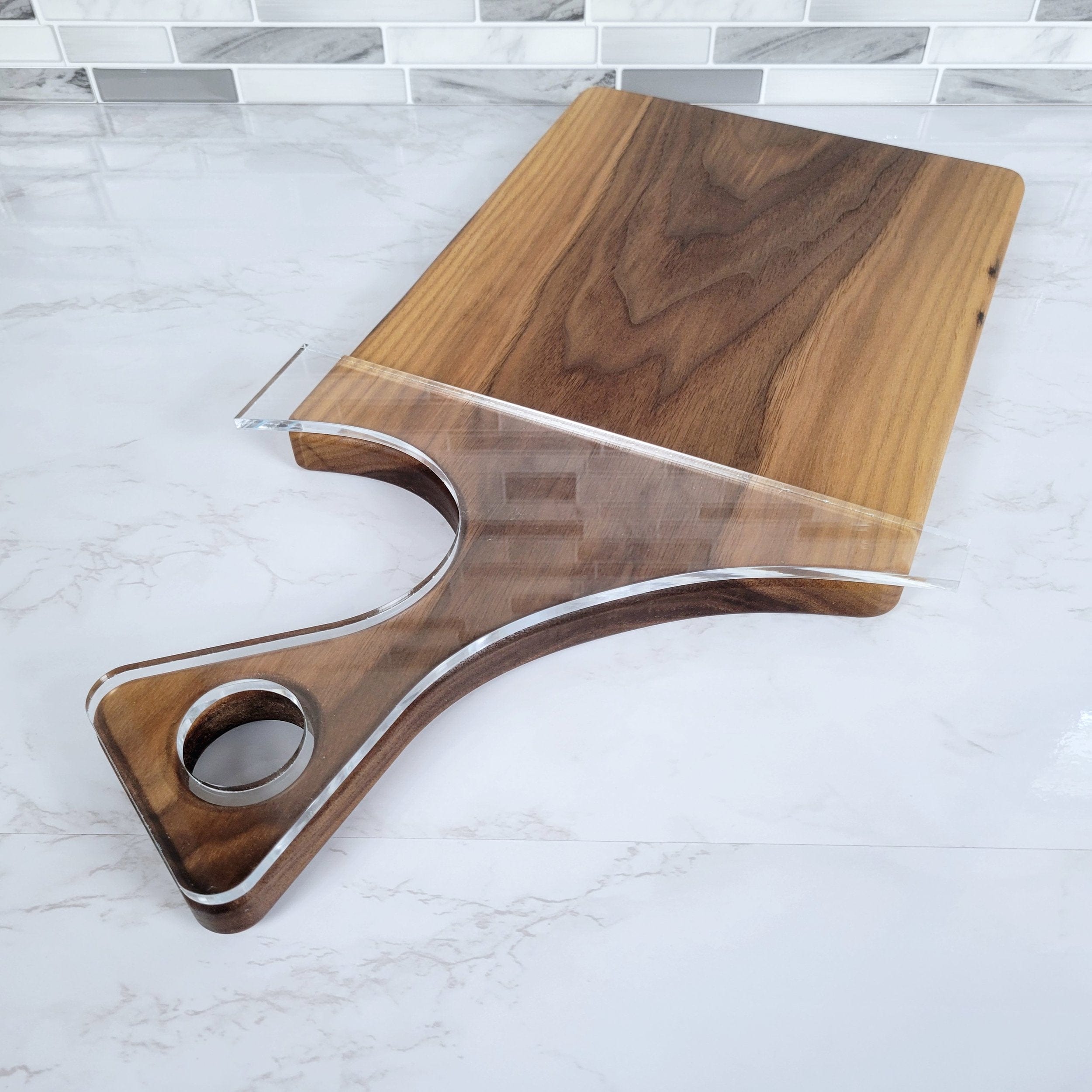 Wood Grain Junkie Flat Top Charcuterie Board Handle Acrylic Router Template Angled