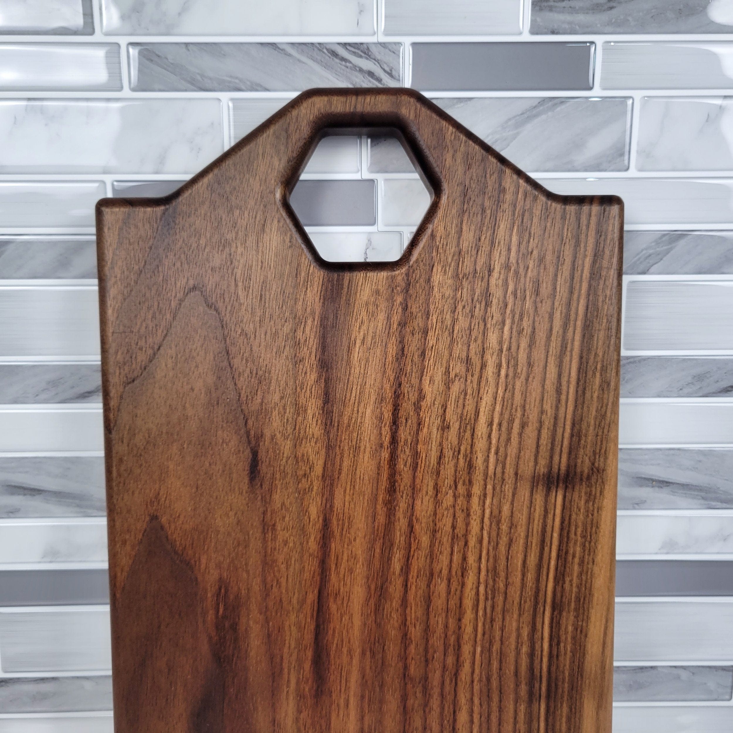Wood Grain Junkie Honeycomb Handle Black Walnut Cutting Board