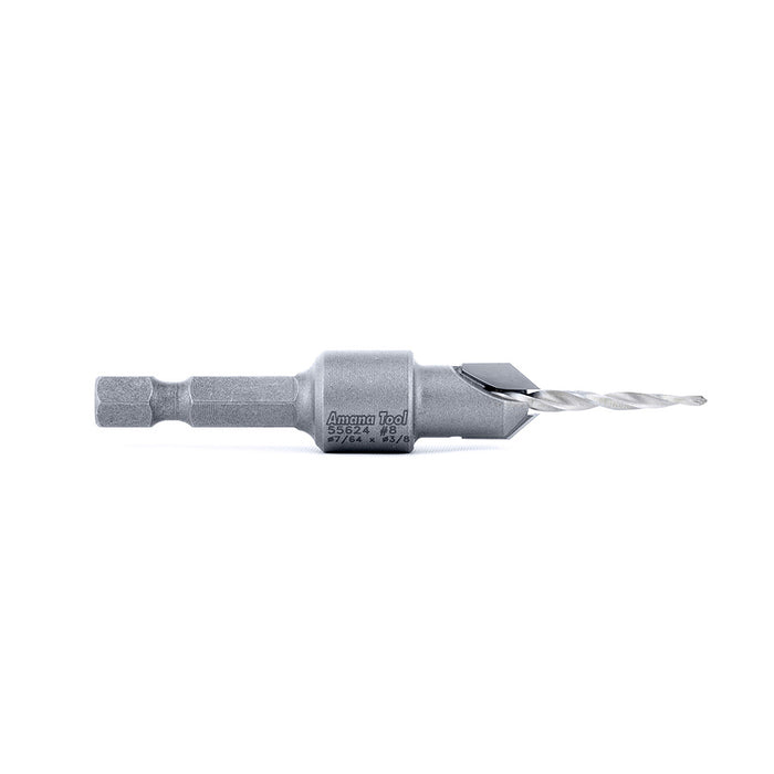 Amana Tool 55624 Carbide Tipped 82 Degree Countersink Taper #8 Screw 3/8 Dia x 7/64 Drill Dia x 1/4 Hex Shank