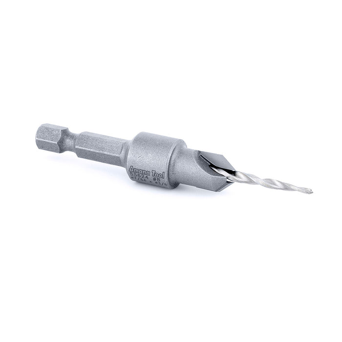 Amana Tool 55624 Carbide Tipped 82 Degree Countersink Taper #8 Screw 3/8 Dia x 7/64 Drill Dia x 1/4 Hex Shank