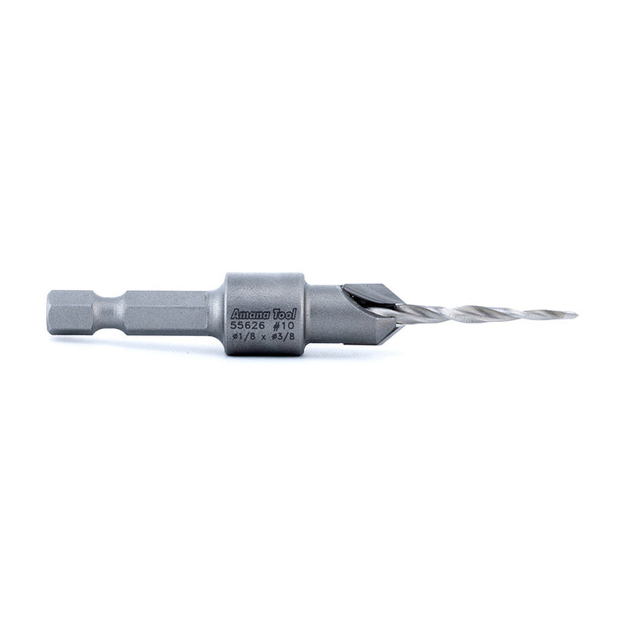 Amana Tool 55626 Carbide Tipped 82 Degree Countersink Taper #10 Screw 3/8 Dia x 1/8 Drill Dia x 1/4 Hex Shank