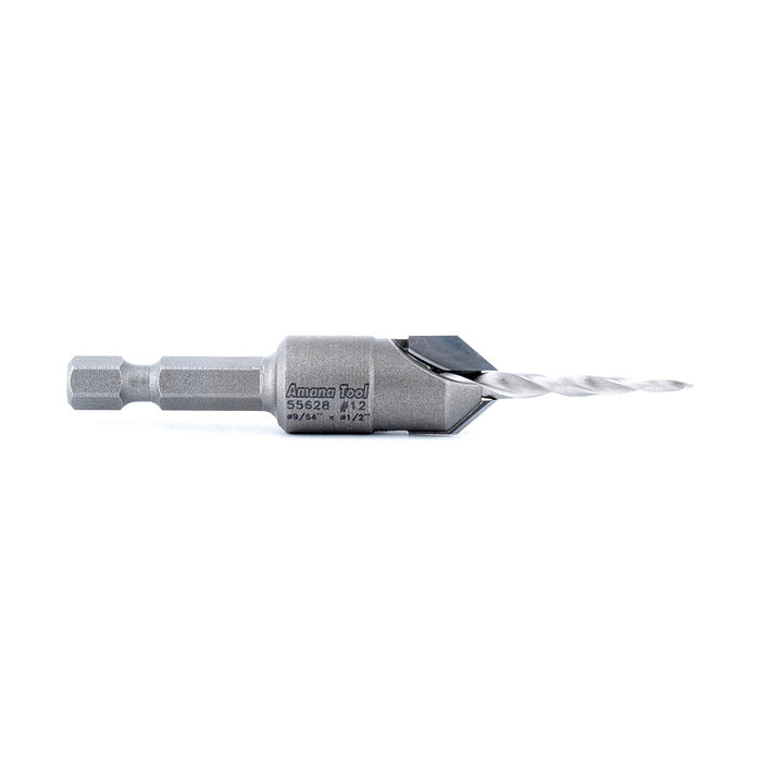 Amana Tool 55628 Carbide Tipped 82 Degree Countersink Taper #12 Screw 1/2 Dia x 9/64 Drill Dia x 1/4 Hex Shank