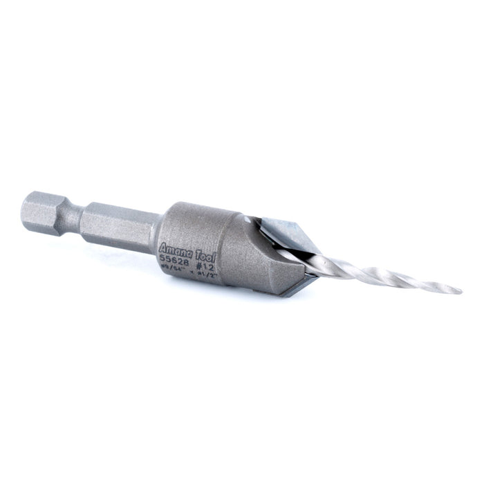 Amana Tool 55628 Carbide Tipped 82 Degree Countersink Taper #12 Screw 1/2 Dia x 9/64 Drill Dia x 1/4 Hex Shank