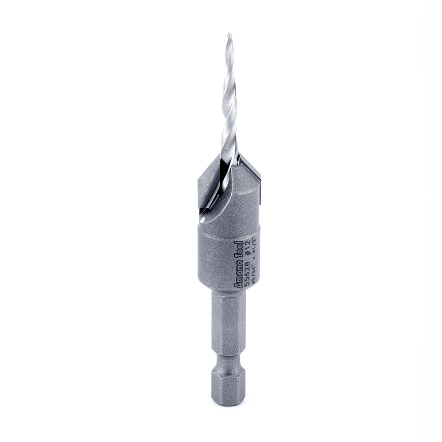 Amana Tool 55628 Carbide Tipped 82 Degree Countersink Taper #12 Screw 1/2 Dia x 9/64 Drill Dia x 1/4 Hex Shank