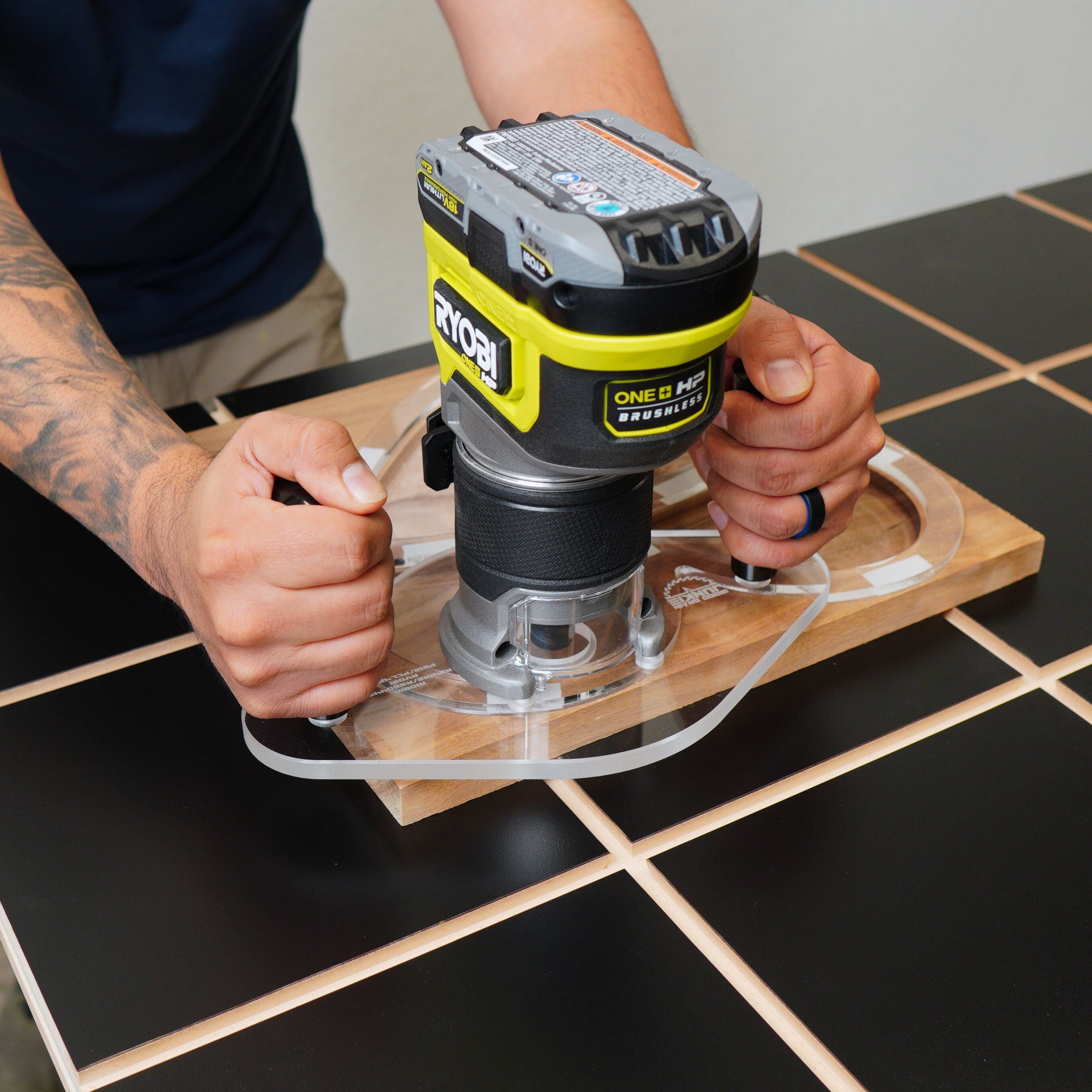 DUAL GRIP Router Base Plate for Ridgid and Ryobi