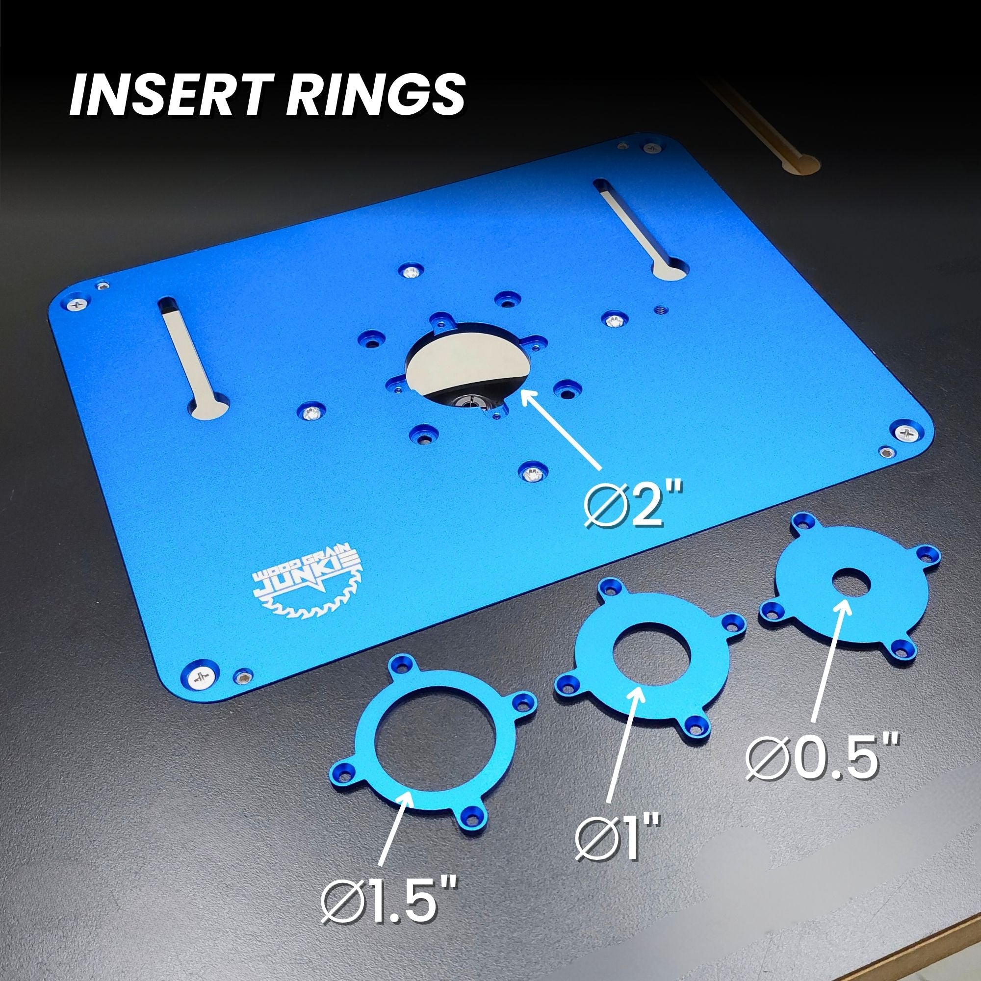 Aluminum Router Insert Plate With Insert Rings - Fits Full-Size and Trim Routers