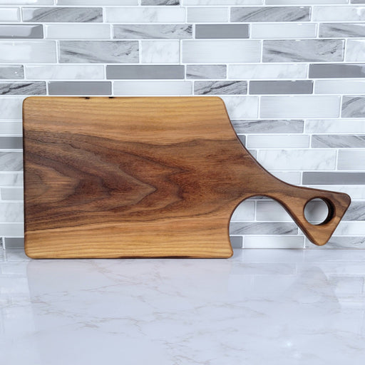 Wood Grain Junkie Black Walnut Charcuterie Board with a Modern Handle