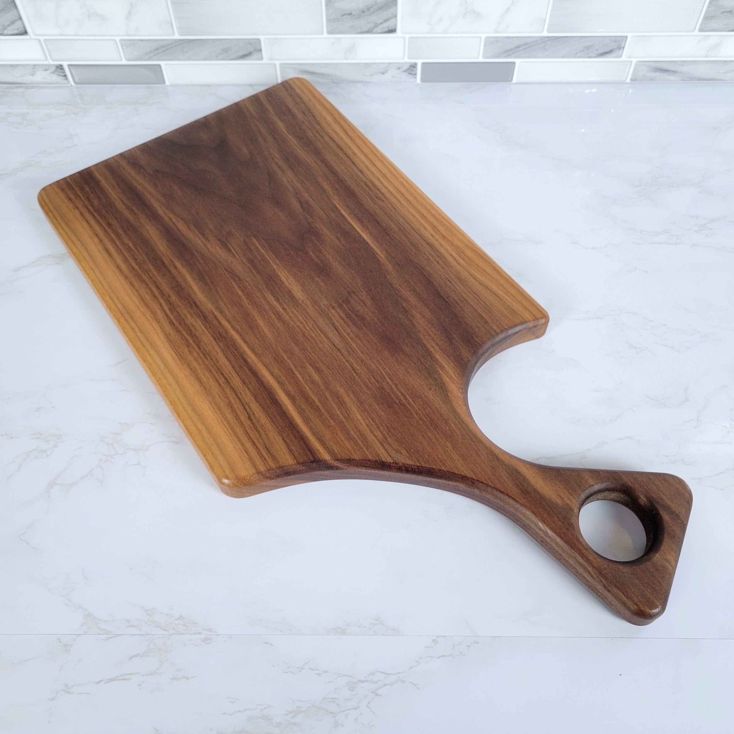 Wood Grain Junkie Black Walnut Charcuterie Board with a Modern Handle