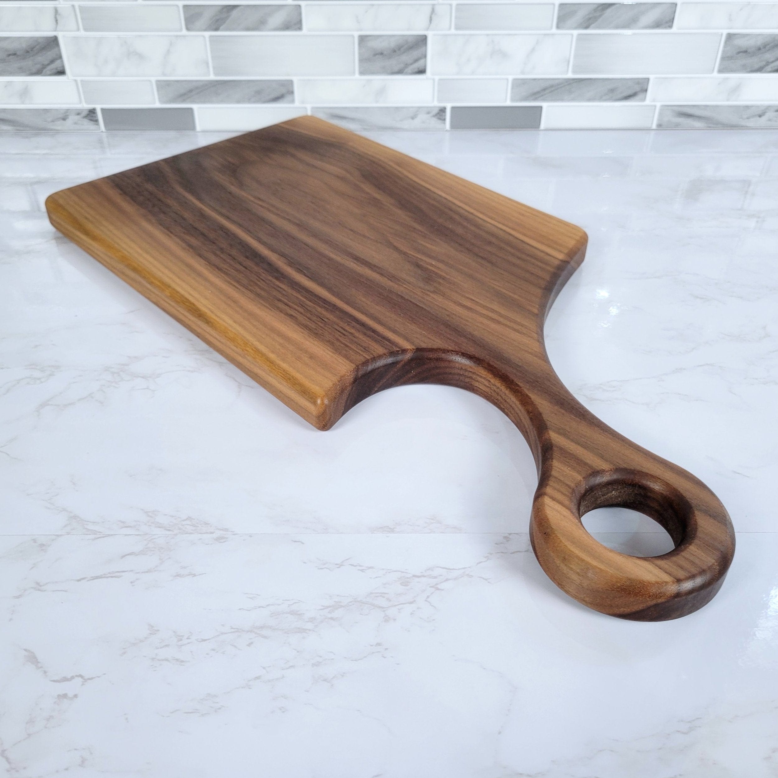 Wood Grain Junkie Black Walnut Charcuterie Board with a Modern Handle
