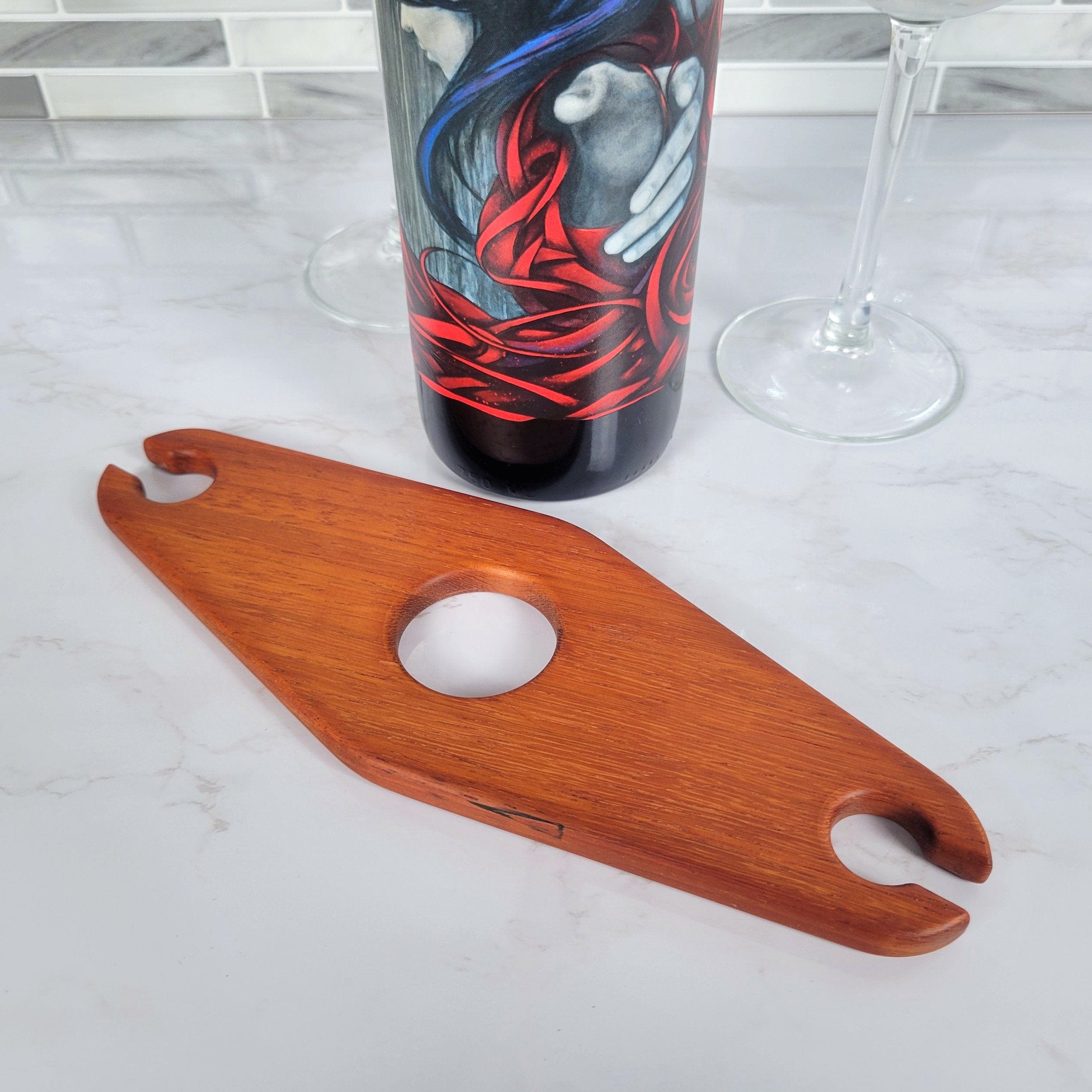 Wood Grain Junkie Compact Classic Wine Caddy | African Padauk