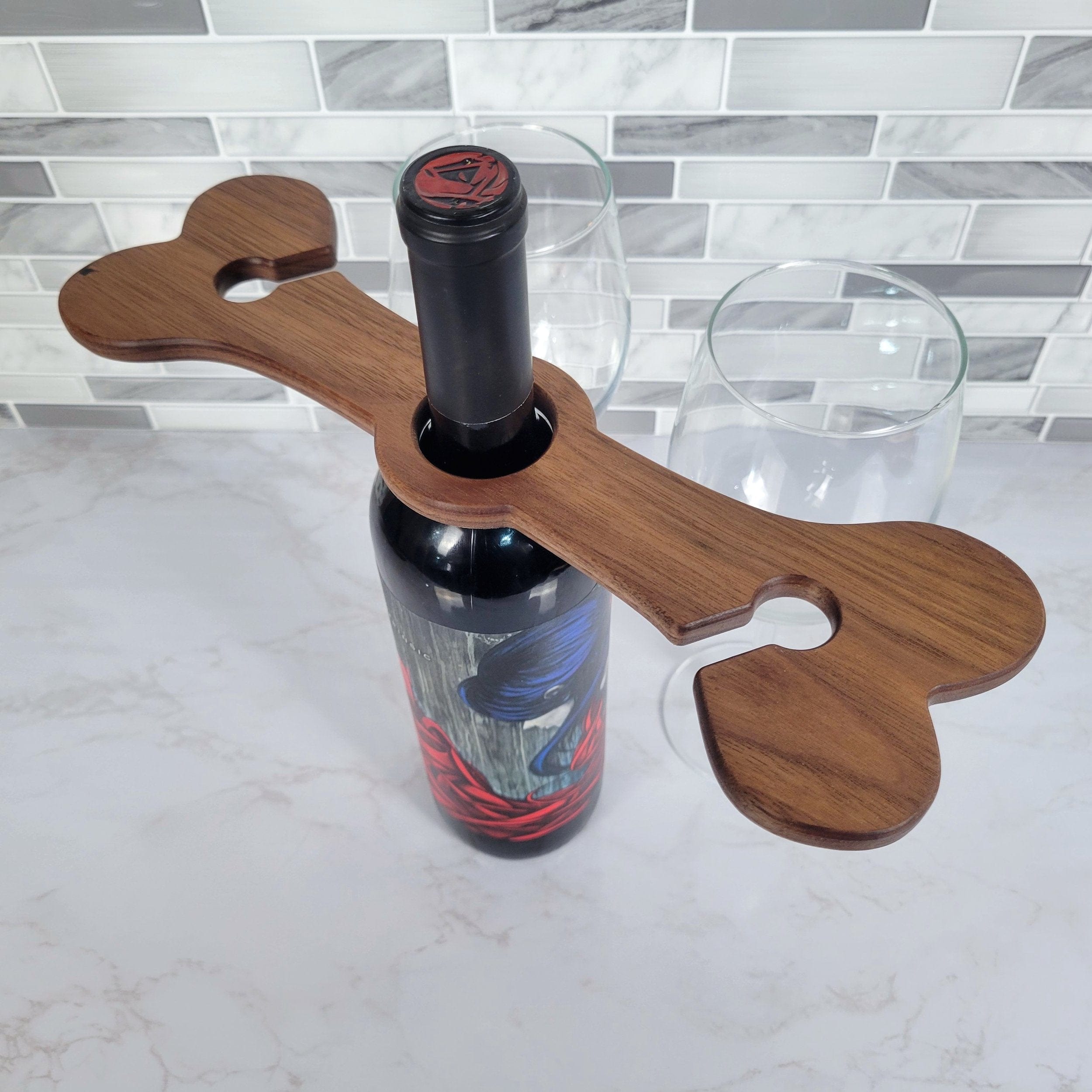 Wood Grain Junkie Dog Bone Wine Caddy | Black Walnut