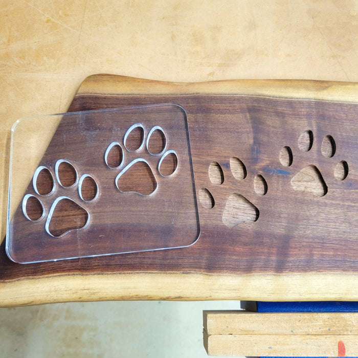 Wood Grain Junkie Double Paw Print Inlay Acrylic Router Template