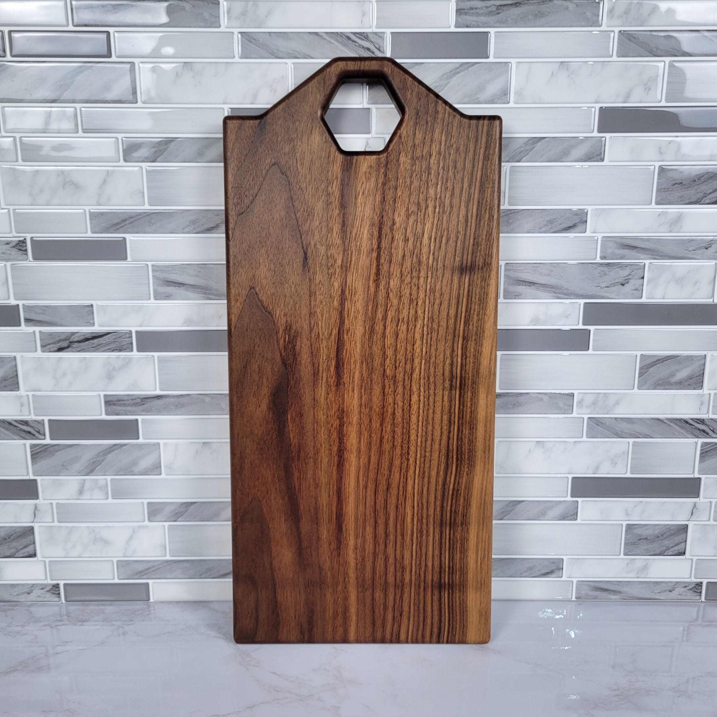 Wood Grain Junkie Honeycomb Handle Black Walnut Cutting Board