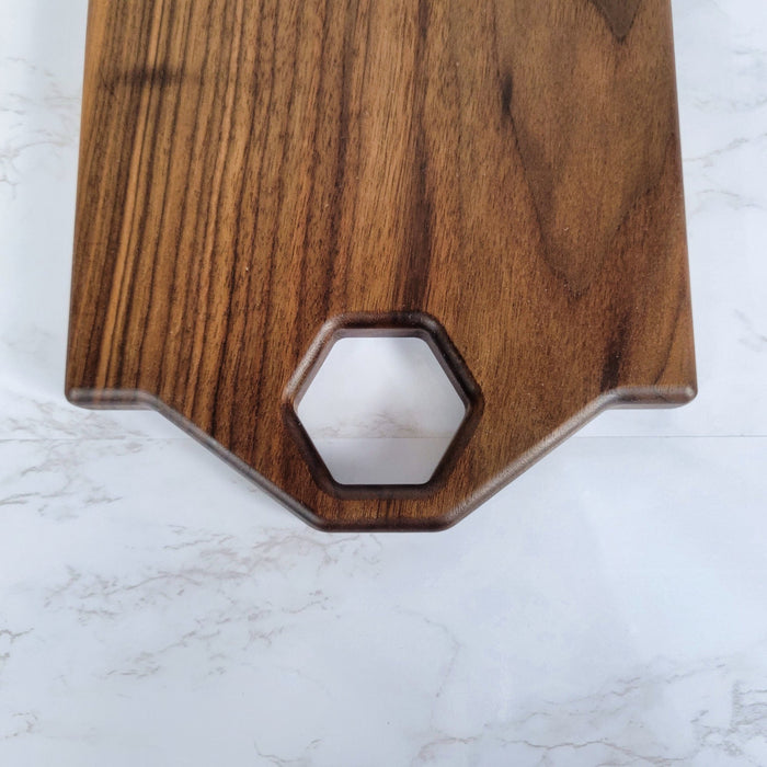 Wood Grain Junkie Honeycomb Handle Black Walnut Cutting Board