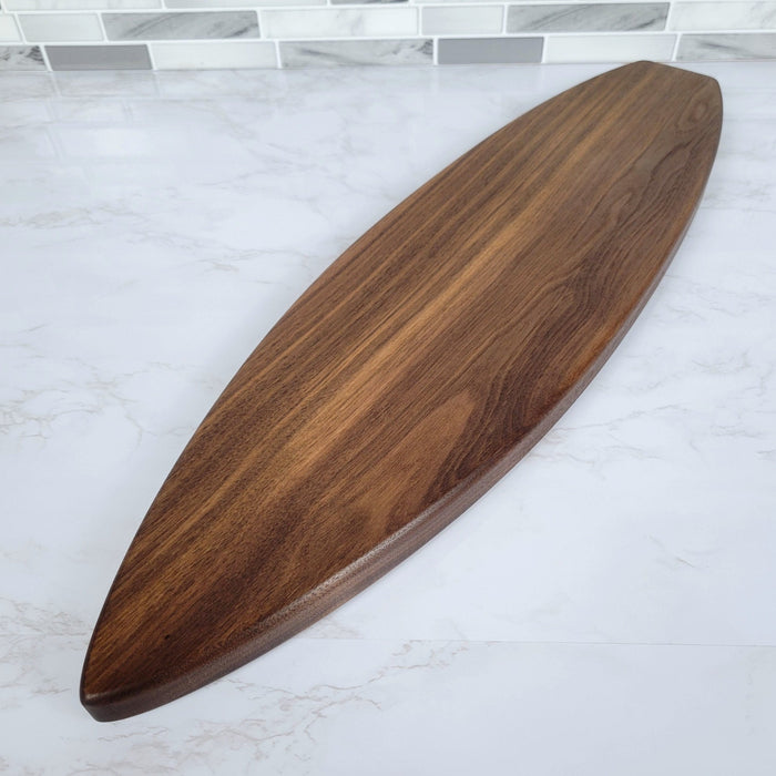 Wood Grain Junkie Surfboard Charcuterie Board | Black Walnut