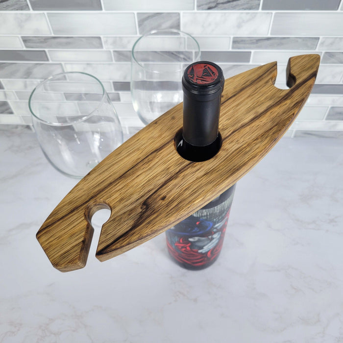 Wood Grain Junkie Surfboard Wine Caddy | Black Limba