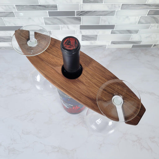 Wood Grain Junkie Surfboard Wine Caddy | Black Walnut