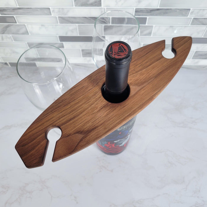 Wood Grain Junkie Surfboard Wine Caddy | Black Walnut