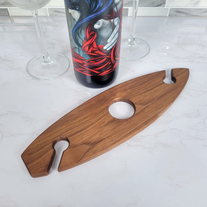 Wood Grain Junkie Surfboard Wine Caddy | Black Walnut