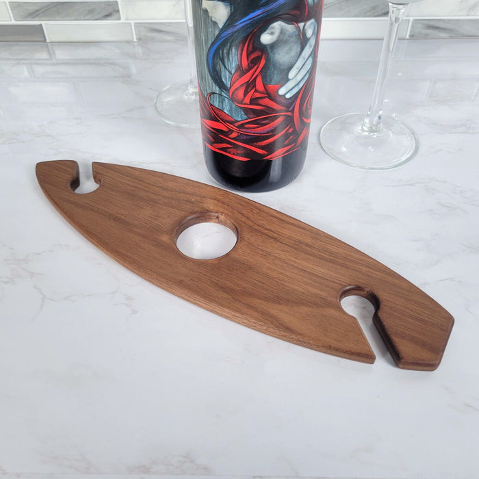 Wood Grain Junkie Surfboard Wine Caddy | Black Walnut