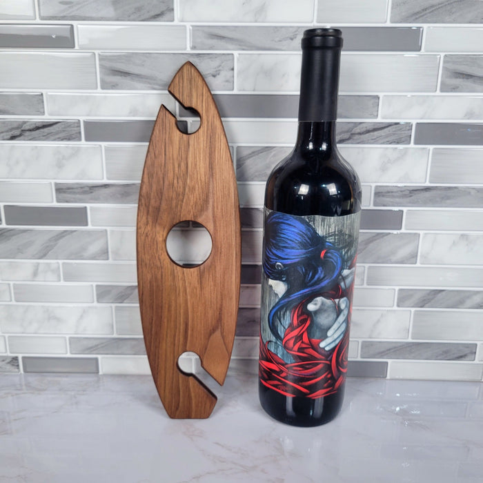 Wood Grain Junkie Surfboard Wine Caddy | Black Walnut